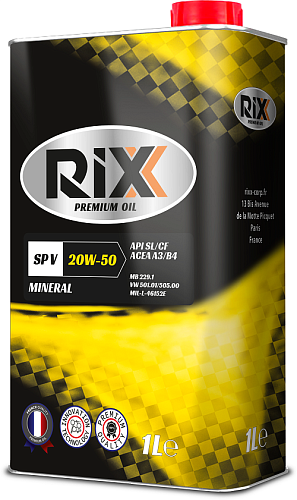 RIXX SP V 20W-50 SL/CF 1л. минеральное